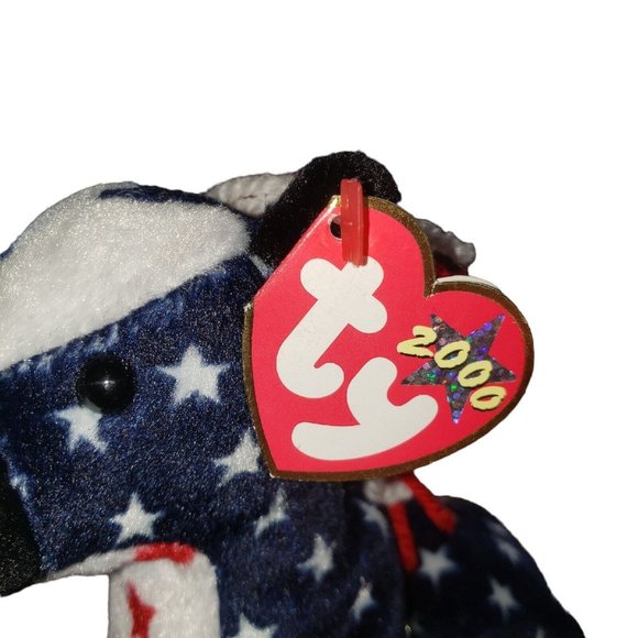 TY Beanie Baby - LEFTY 2000 the Donkey (6 inch)  Stuffed Animal Toy GUC - Picture 2 of 6